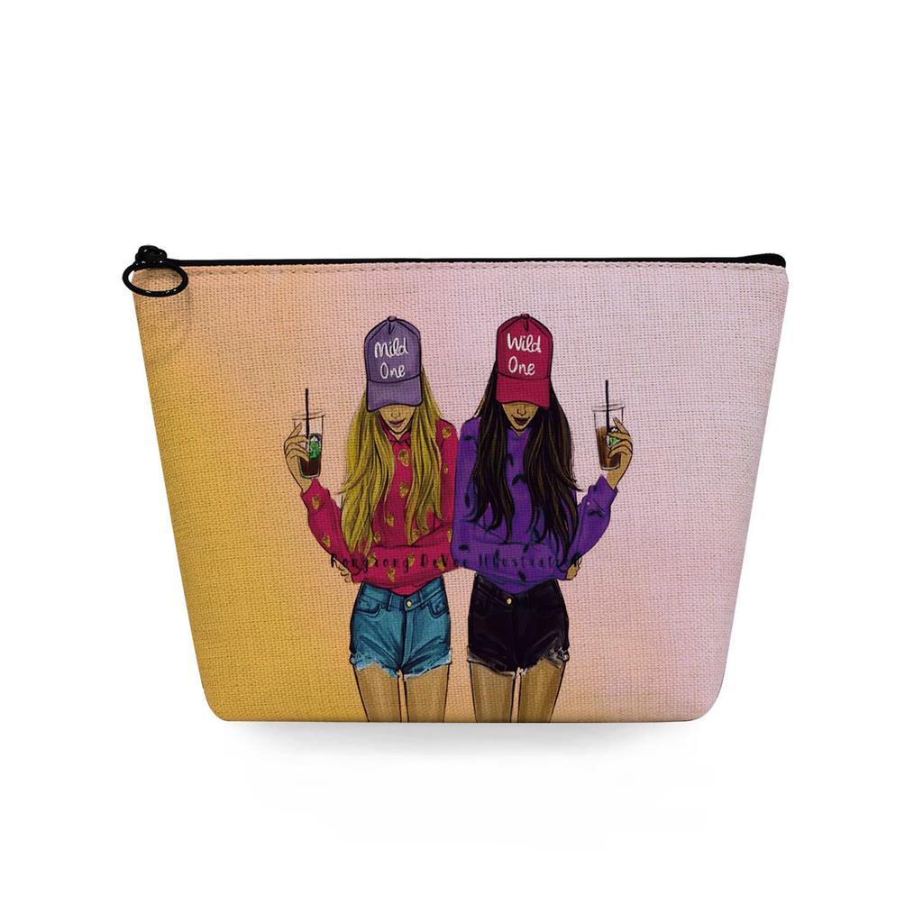 Women Sisters Print Cosmetic Bag Toiletries Organize Travel Storage Case 6726