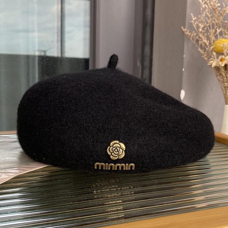 Wool Beret Women'S Versatile Face Small Three-Dimensional Stylish Bud Hat Japanese Literary And Artistic Painter Hat