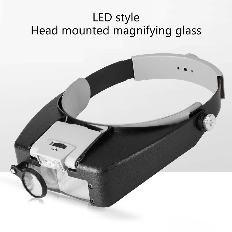10X Stirnbandbrille Lupe Verstellbare Größe LED Lupe Lupenbrille Zum Lesen Optivisor Lupe Beleuchtet