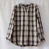 Export Daily Order Tail Goods V Neck Long Sleeves Gingham Shirt Women's Loose Leisure All-Matching Autumn New Literary Style