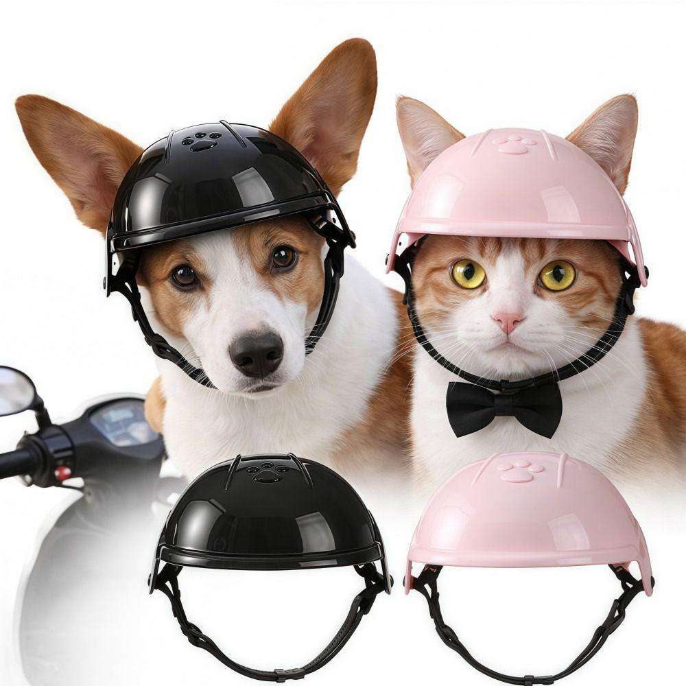 With Ear Holes Dog Cat Helmets Adjustable Dog Helmet Hat Pet Motorcycle Helmet  Pet Accessories
