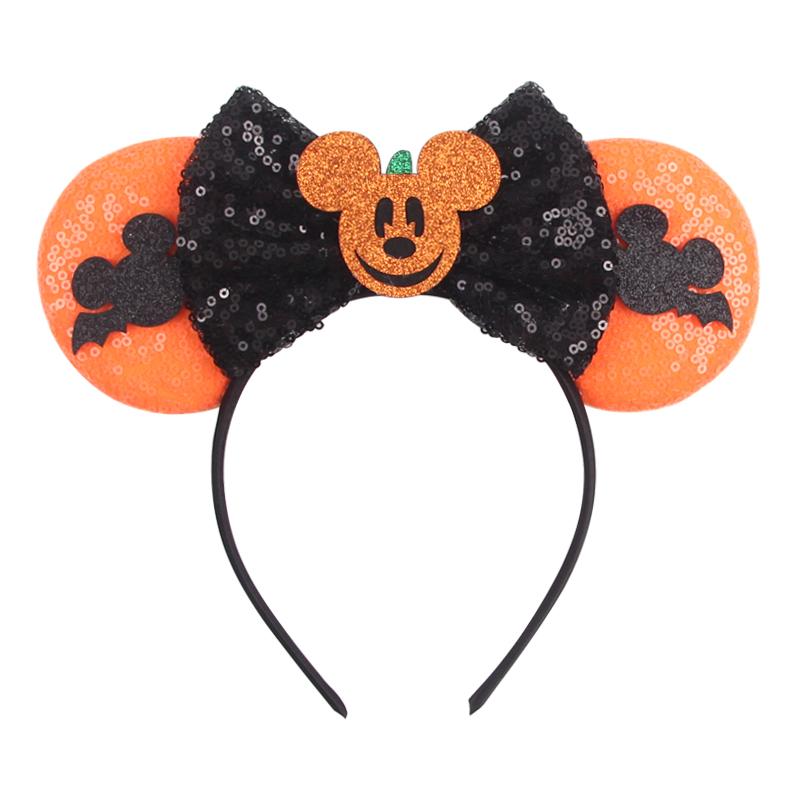 Halloween Mouse Ears Headband Sequins Bow Hairband For Women Featival Party DIY Hair Accessories Boutique