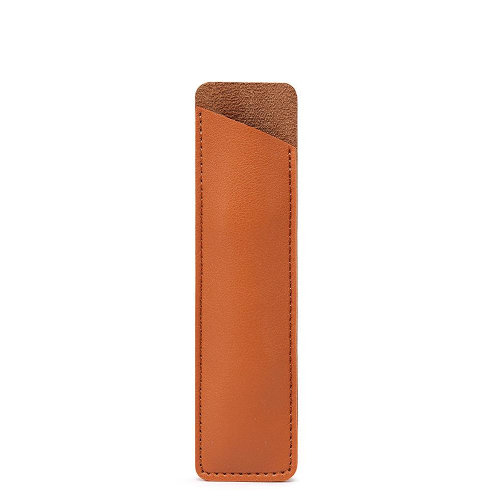 Pu Leather Pen Pencil Bag Pencil Holder Simple Pencil Case Pen Protective Bag Handmade Pen Sleeve Stationery Storage Pouch коричневый