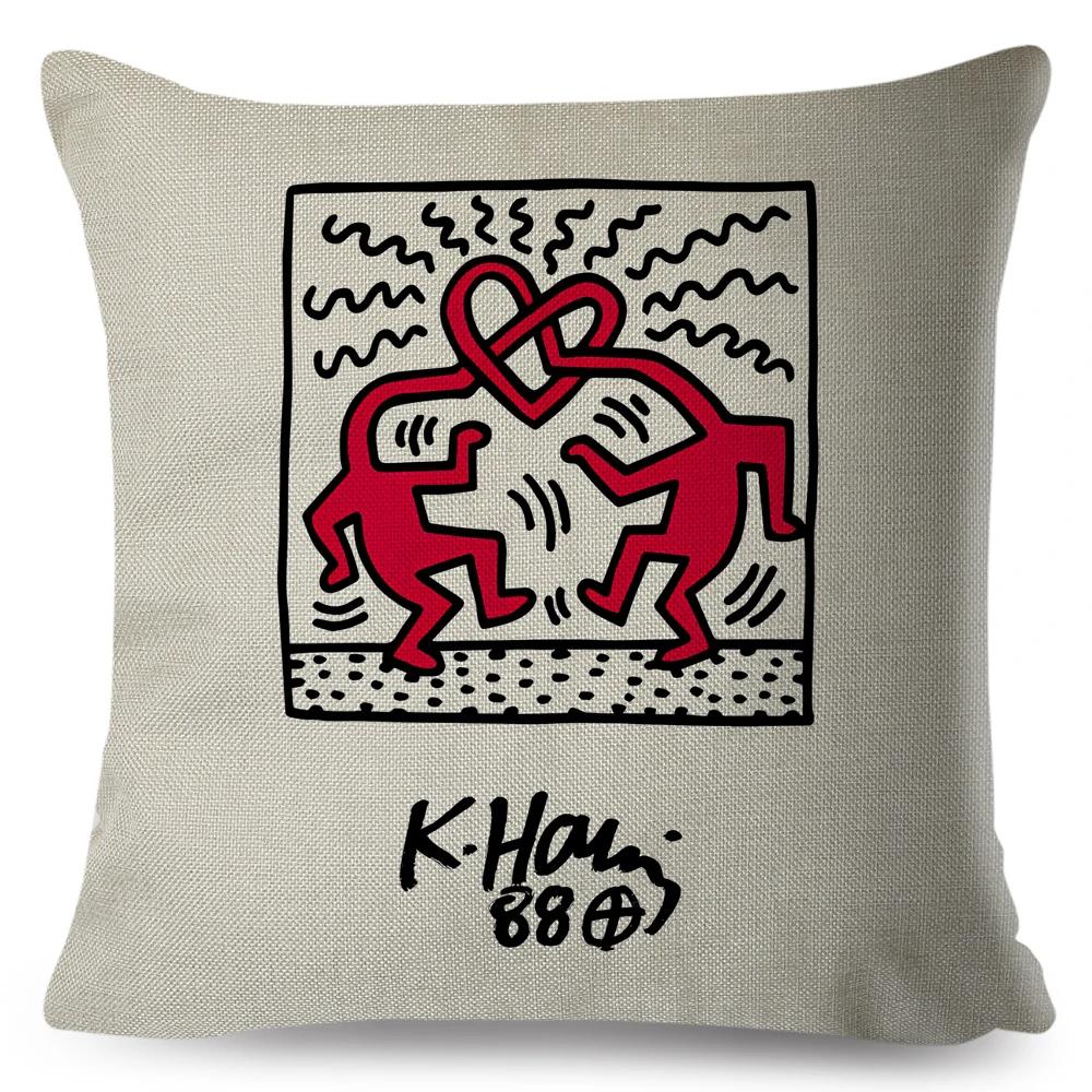 

Nordic Style Abstract Keith Artwork Cushion Cover for Sofa Home Car Decor Geometric Art Print Pillowcase Linen Throw Pillow Case 40x40cm16x16Inch