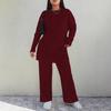 Plus Size Women's New Fashion Casual Slimming Round Neck Long Sleeve Solid Color Knit Two Piece Suit