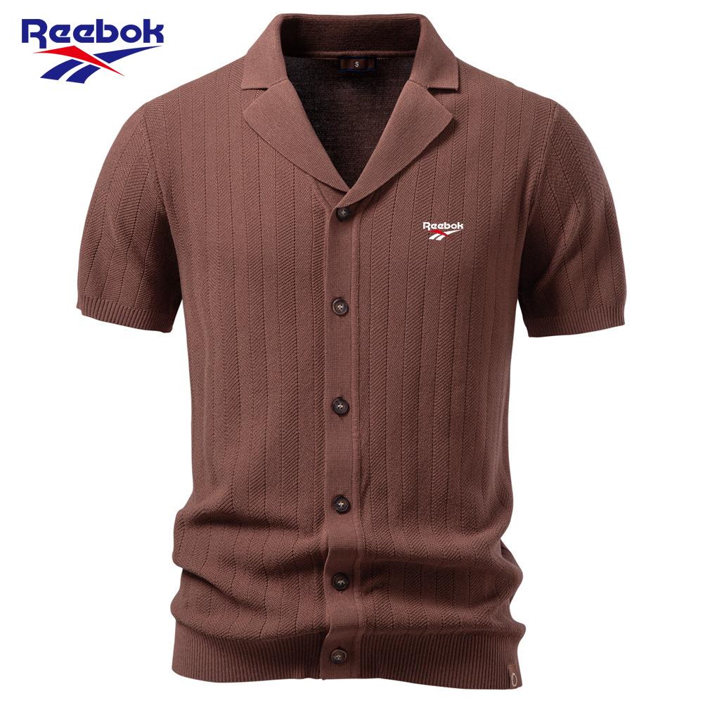 Reebok 2026 Spring/Summer New Embroidery Fashion Business Polo Shirt with Turn-down Collar for Men, Short-sleeved Knitted Top, Cardigan for Men