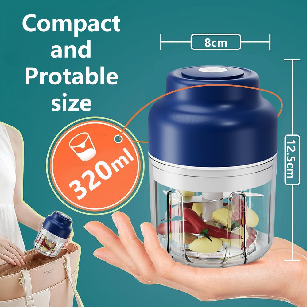 Electric Garlic Chopper Mini Portable Blender Electric Vegetable Garlic Onion Meat Chopper Electric Food Processor Mini Chopper