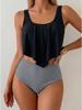 European and American Women's Swimsuit with Ruffled Edges, High Waist To Cover The Belly, Slimming and Slimming, Split Swimsuit, Sexy Bikini Swimsuit