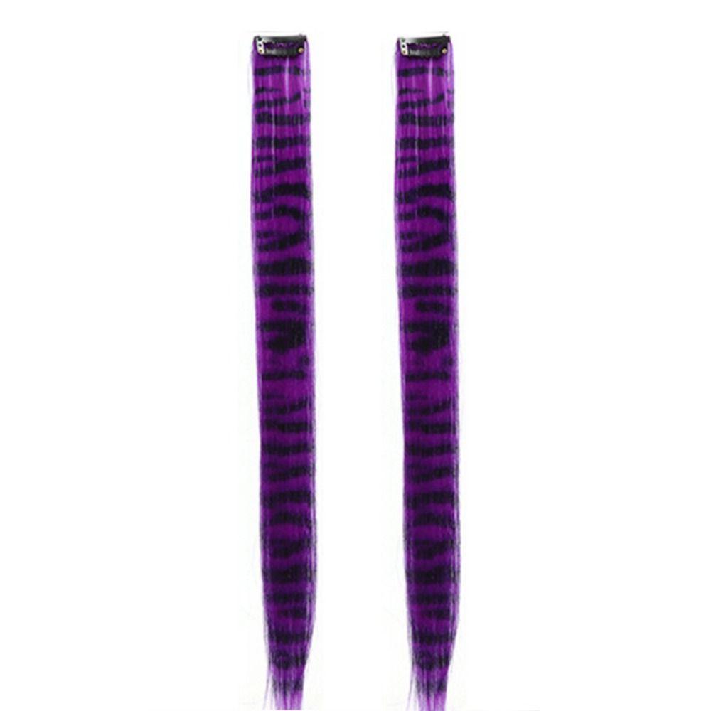 2Pcs Rainbow Long Straight Hairpiece Seamless Hanging Ear-dye Wig Feather Hair Extensions  Women