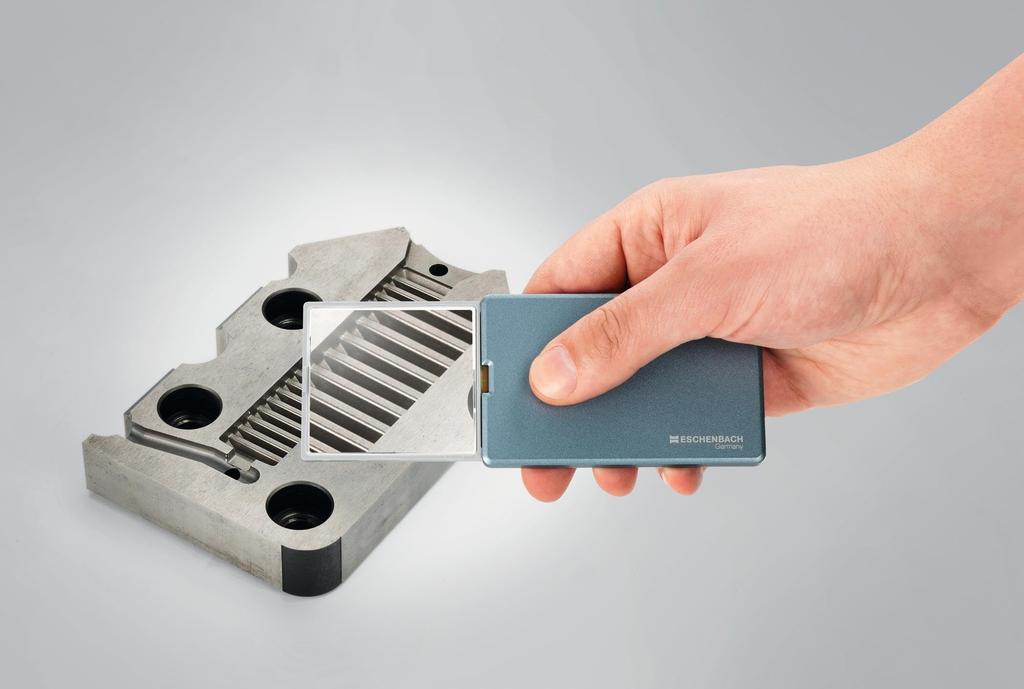 ESCHENBACH Portable Slim Lighted Magnifying Easy Metallic 4x Made in Glass, Pocket, Blue, Magnification, Germany, 1521-22