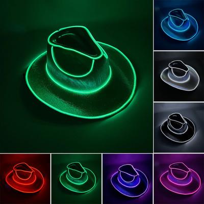 Bezdrátový neonový západní LED Cowboy Hat Light Up Cowgirl Hat Světelný blikající světelný bar Hat