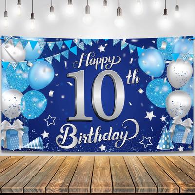 Happy 10th Birthday Banner Backdrop Photography Background Party Supplies