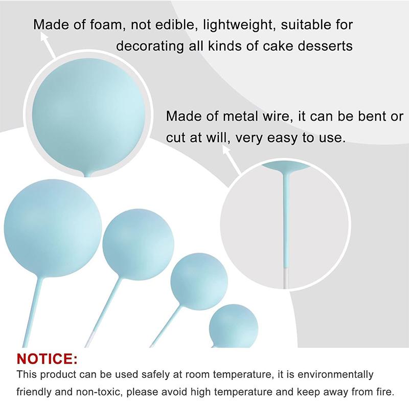 32Pcs Ball Cake Toppers Mini Balloon Cupcake Topper Sticks Foam Ball for Kids Boy Girl Birthday Party DIY Decoration Baby Shower