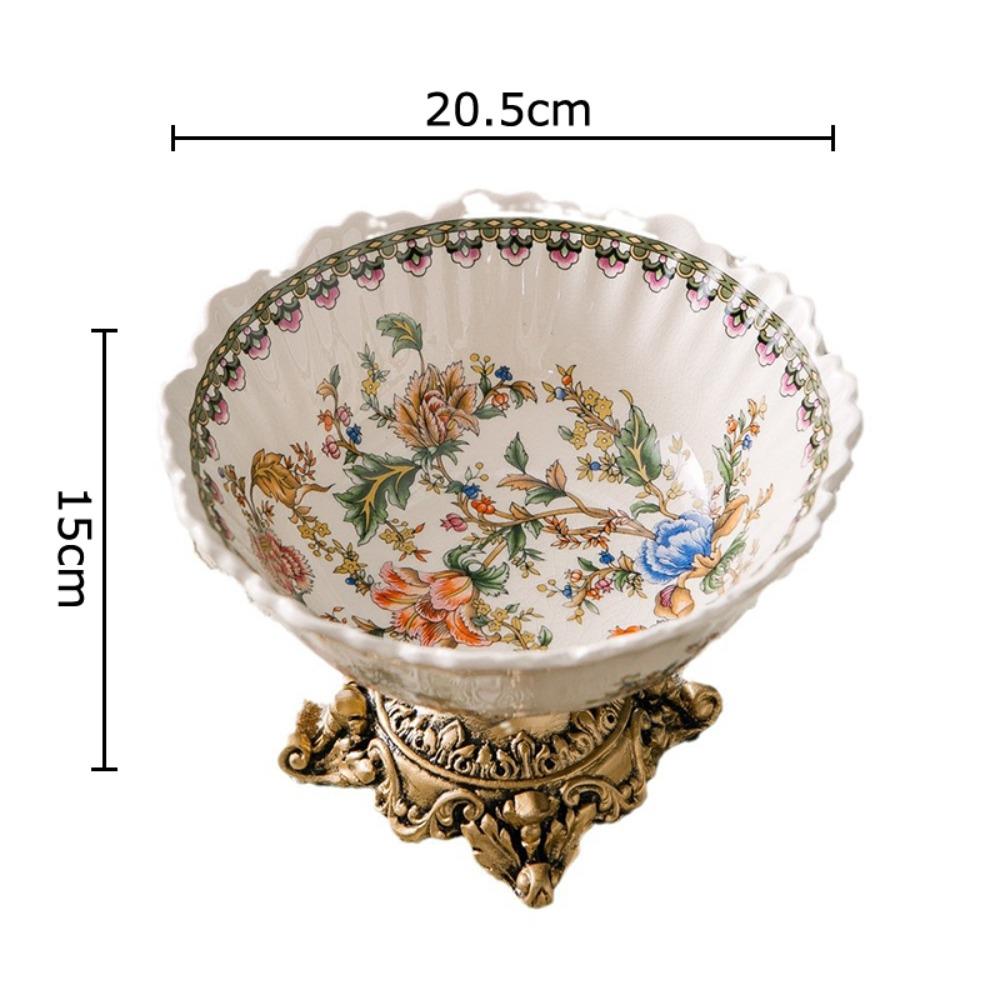 Creative Colorful Flower Pattern Fruit Bowl Storage Trays Snack Dessert Plate High Footed Fruits Plate Coffee Table Fruits Tray