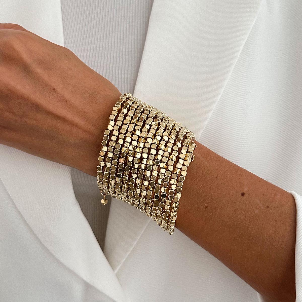 European-American Light Luxury Geometric Cube Multi-Layer Bracelet
