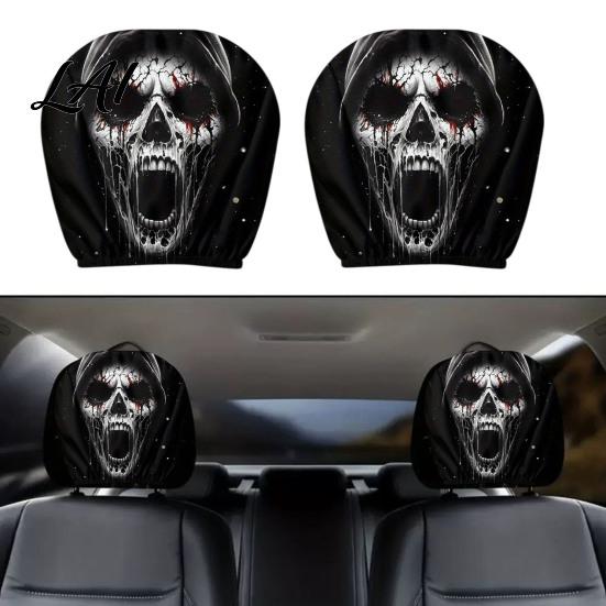 Humorous Car Seat Protectors Scary Ghost Face Headrest Covers Funny Expression Auto Spooky Cartoon Decoration for SUV Truck Elastic Vehicle Interior