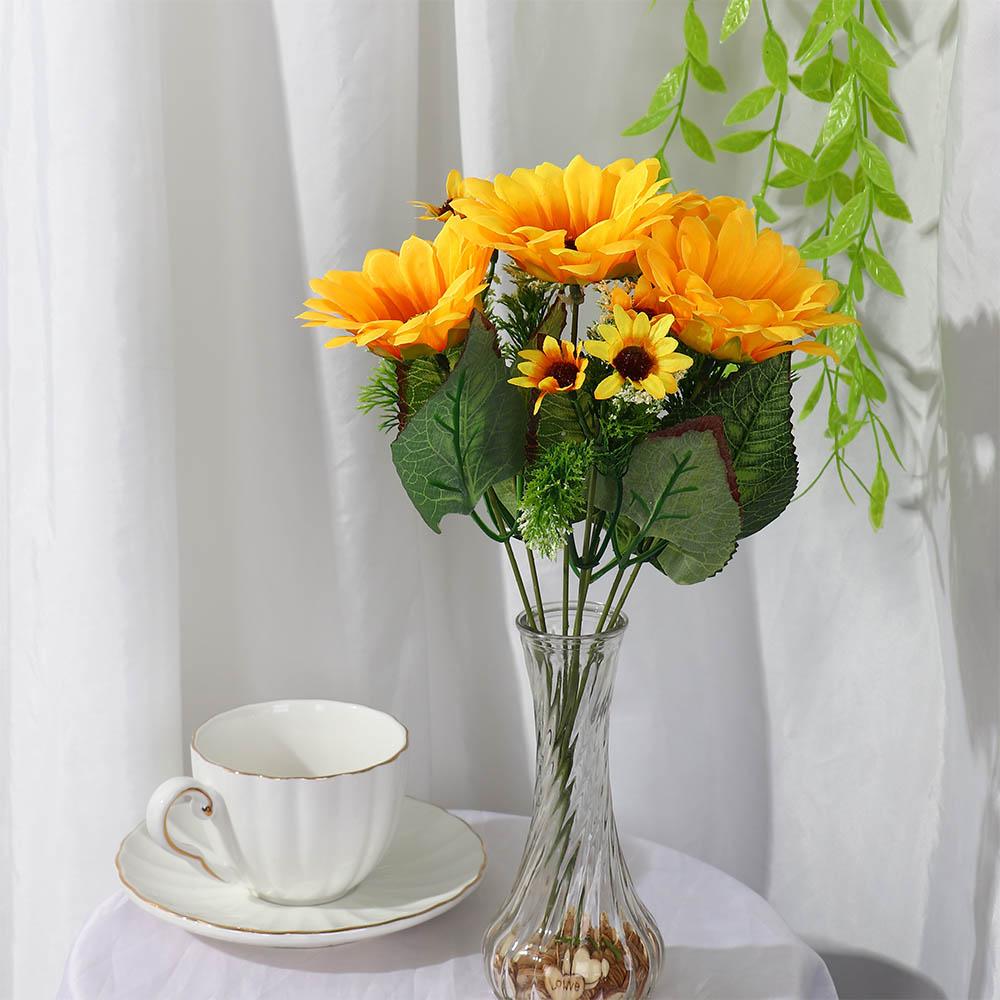 7 Takken 13 Zonnebloemhoofd Huisdecoratie Gele Zonnebloem Kunstbloemen Bloemenboeket
