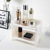1PC PP Desktop Double Layer Storage Rack Rectangular White Organizing Student Desk Office Cosmetics Stationery