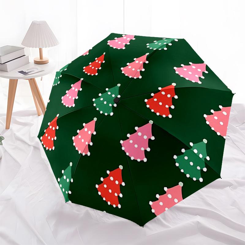 1pc Christmas Trees Open/Close Folding Umbrella, All- Portable Umbrella for & Men, Stylish Accessory (Holiday Gift) 8-Rib yy251213182