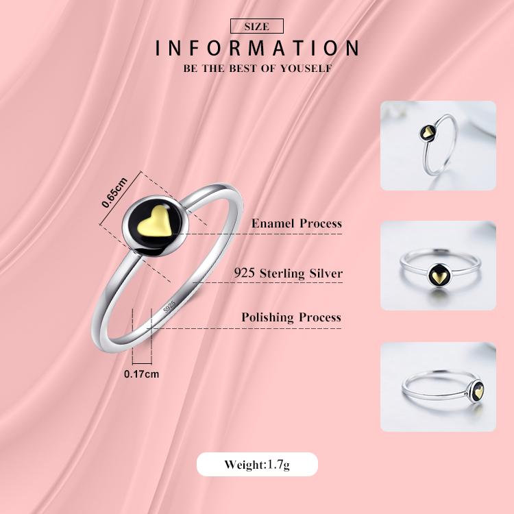 Modish Fashionable Instagram Gold Tone Heart Original 100 % Women Tone Enamel Finger Ring Classic Stackable JewelryFashion Finger