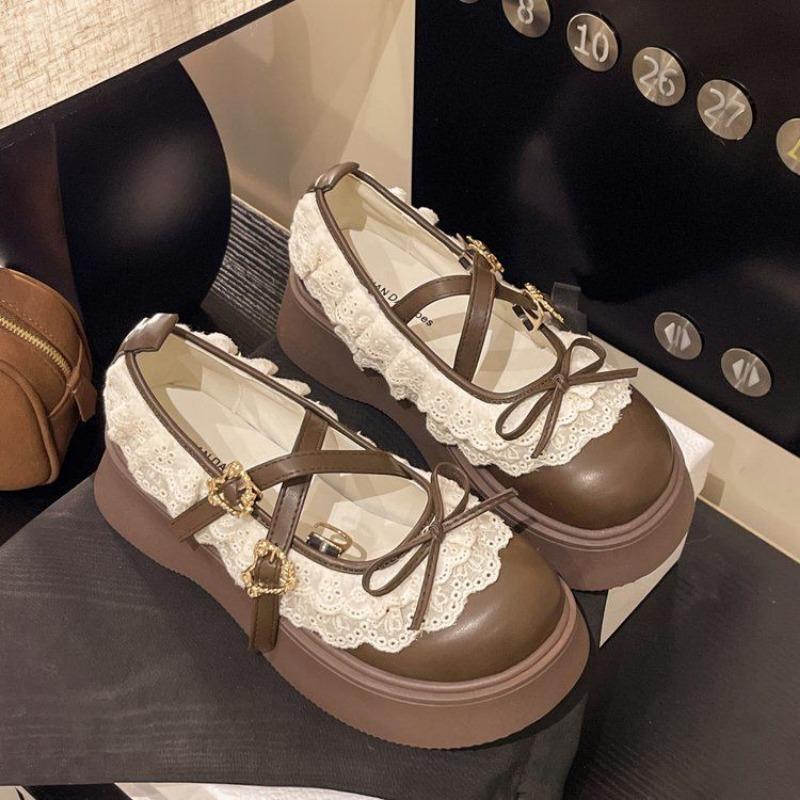 

Розовые милые туфли на платформе, маленькие кожаные туфли, женские, новые, весенние, универсальные, с открытым верхом, с круглым носком, одинарные туфли Мэри Джейн 40 светло-коричневого