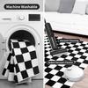 Schwarz-weiß karierter Teppich für Wohn- und Schlafzimmer, 183 x 274 cm, weicher, waschbarer Teppich mit rutschfester, kurzfloriger und fleckenabweisender Oberfläche.