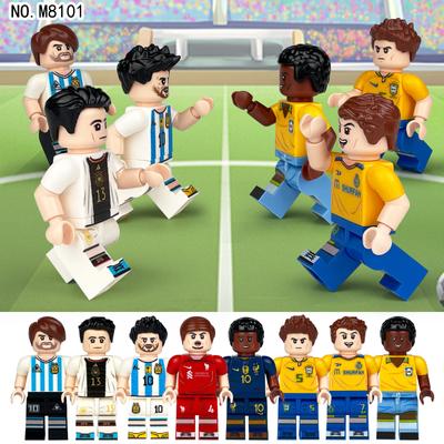 8 pezzi di calcio figura figura di cartone animato forma piccole particelle assemblaggio giocattolo bambola blocco di costruzione