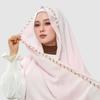 Solid Color Chiffon Hijab Elegant Turban Headscarf Soft Rose Embroidered Shawl  Prayer