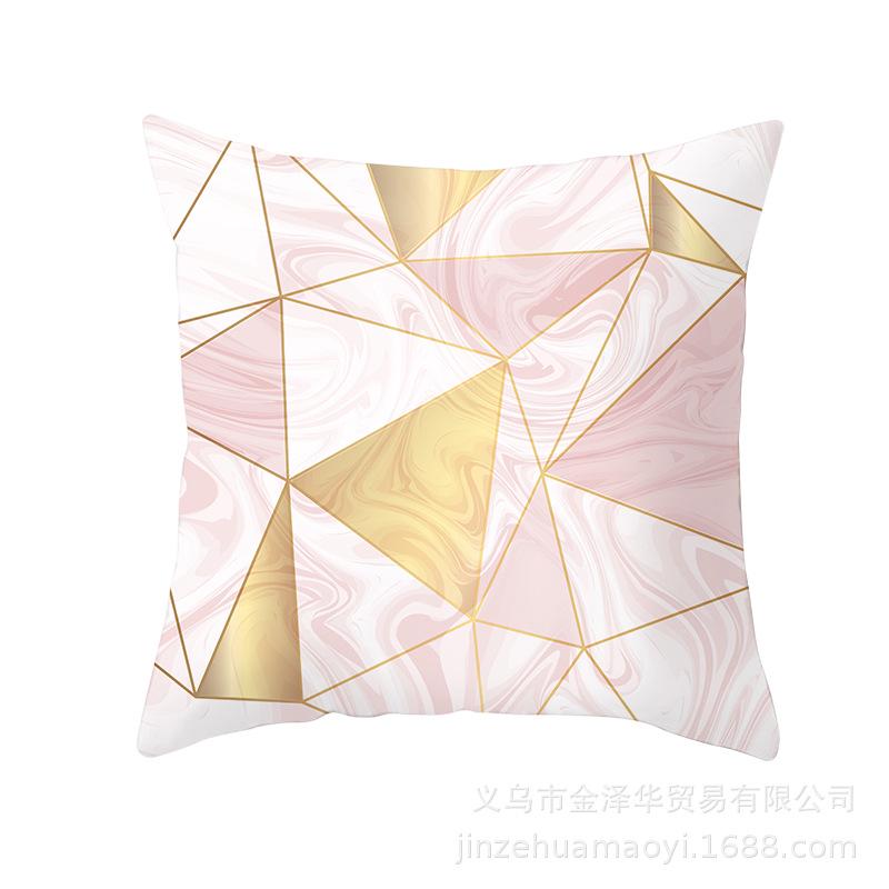 Modern Simple Pillow Cover Office Cushion Cover Pink Geometric Print Cushion Home Furnishings Home