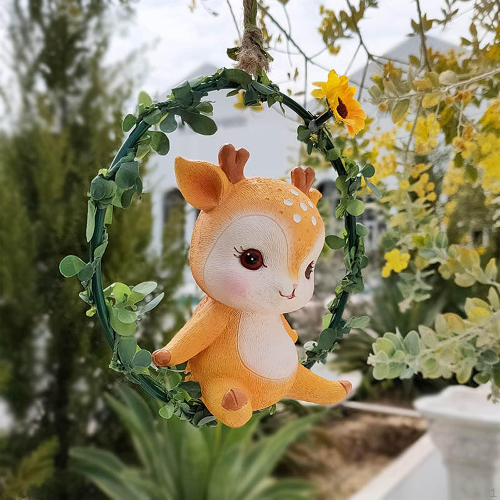 

Подвесная статуя животного, садовый декор, тонкая работа, украшения для двора, коллекции, фигурка из смолы Deer Statue
