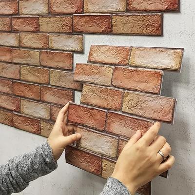 3D Stereo Wall Sticker Self-adhesive Wallpaper Brick Pattern Creative Aluminum Film Vinyl Waterproof Wallpaper Living Room Decor