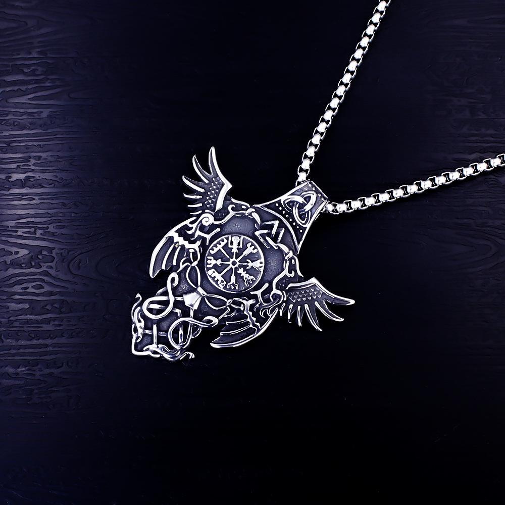 Halsband Herrar Nordisk Viking Kompass Symbol Hänge