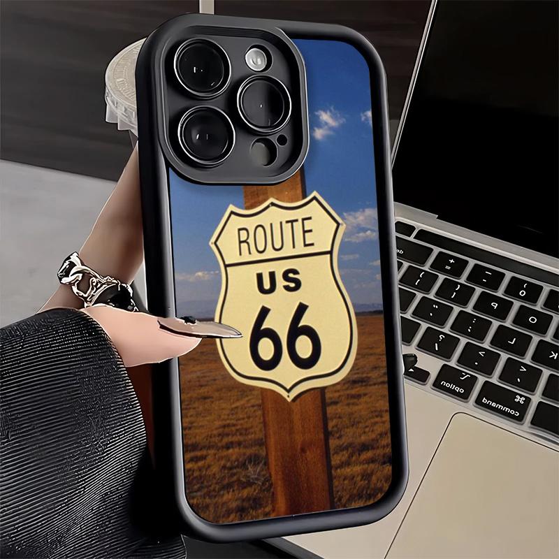 Handyhülle für iPhone 17 Air 16E 15 16 Pro Max America Route 66 Cover 14 Plus 13 12 Mini Weiche Silikonhülle Fundas