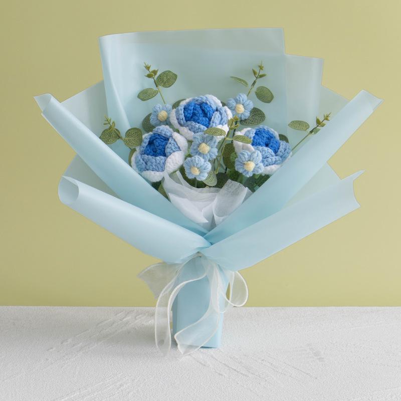 Hand-Knitted Rose Yarn Bouquet - Perfect Birthday or Festival Gift for Friends and Teachers