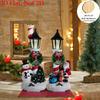 2Pcs 2D Flat Santa Wooden Tabletop Ornament Vintage Christmas Lantern Craft Sign  Holiday Gift