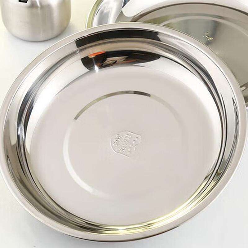Huihuang 304 Stainless Steel Round Dinner & Soup Plates, 12cm (5-Pack)