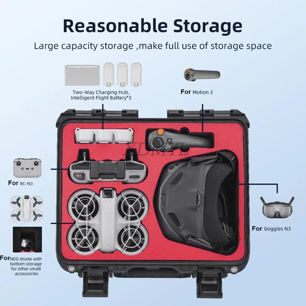 

Explosion-Proof Safety Box For DJI NEO Flight Glasses N3 Hard Shell Waterproof Protector Suitcase Carrying Box Drone Accessories