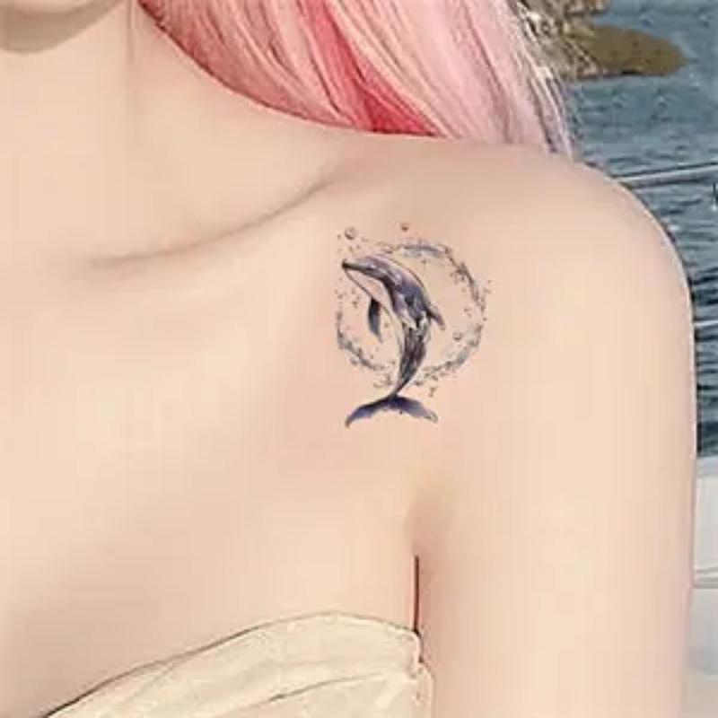 1/2 Vel Springende Walvis Waterdichte Tijdelijke Tatoeage Stickers Geschikt Voor Arm En Been Decoratie