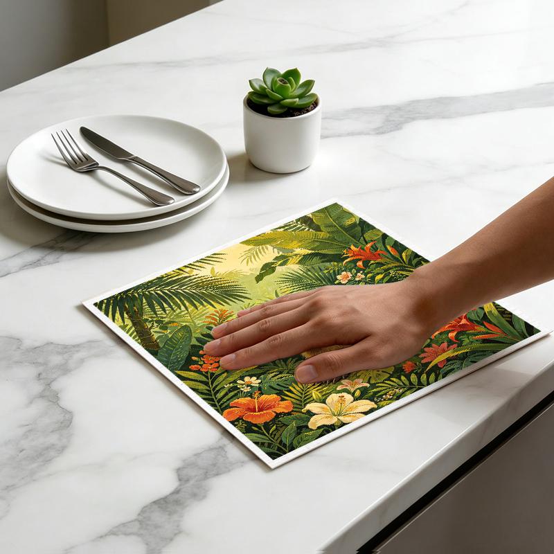 6PCS Cleaning Dishcloths Reusable Kitchen Dish Towels Tropical Animal Pattern Dishcloth Absorbent Lint Free Cloth Washable Duster Rags Tea Towels