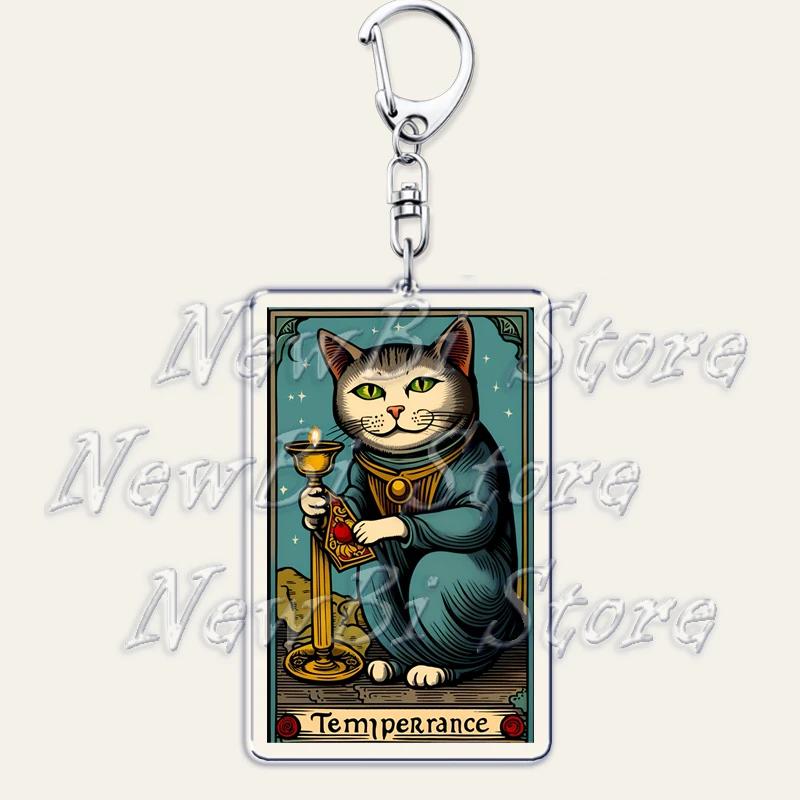 

Cute Black Cat Retro Tarot Pai Graffiti Keychain for Accessories Bag Pendant Kitten Meow Key Chain Ring Keyring Jewelry Gifts