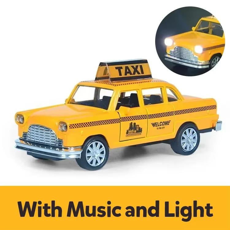 Retro Taxi Die-casting Alloy Car Toy, with Sound and Light, a Collectible Miniature Car Model