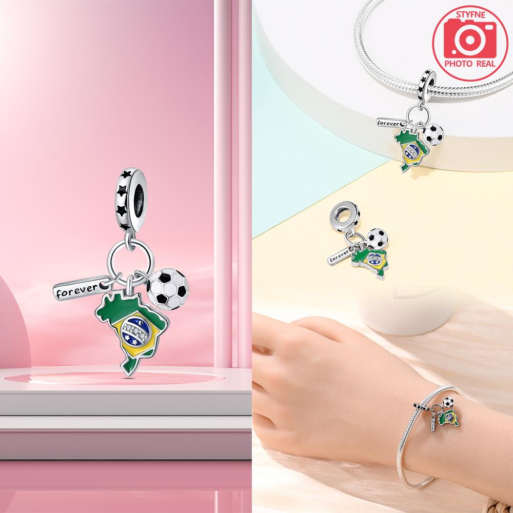 Pink Football Pendant Copper Plated For Charms Copper Plated Original Bracelet For Jewelry Making