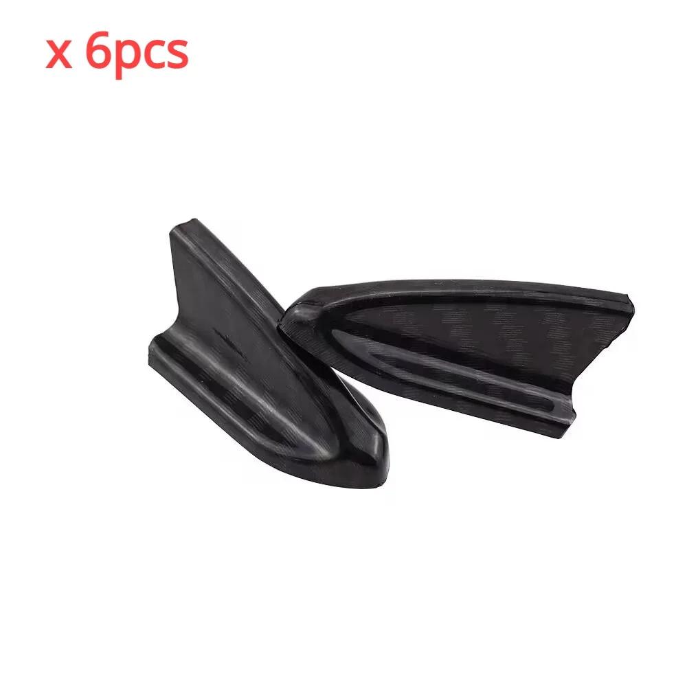 6 stk UV-beskyttet & Værbestandig 6 stk Svart Bil EVO-Stil PP Tak Hai Finner Spoiler Vinge Sett Vortex Generator Hai Antenne