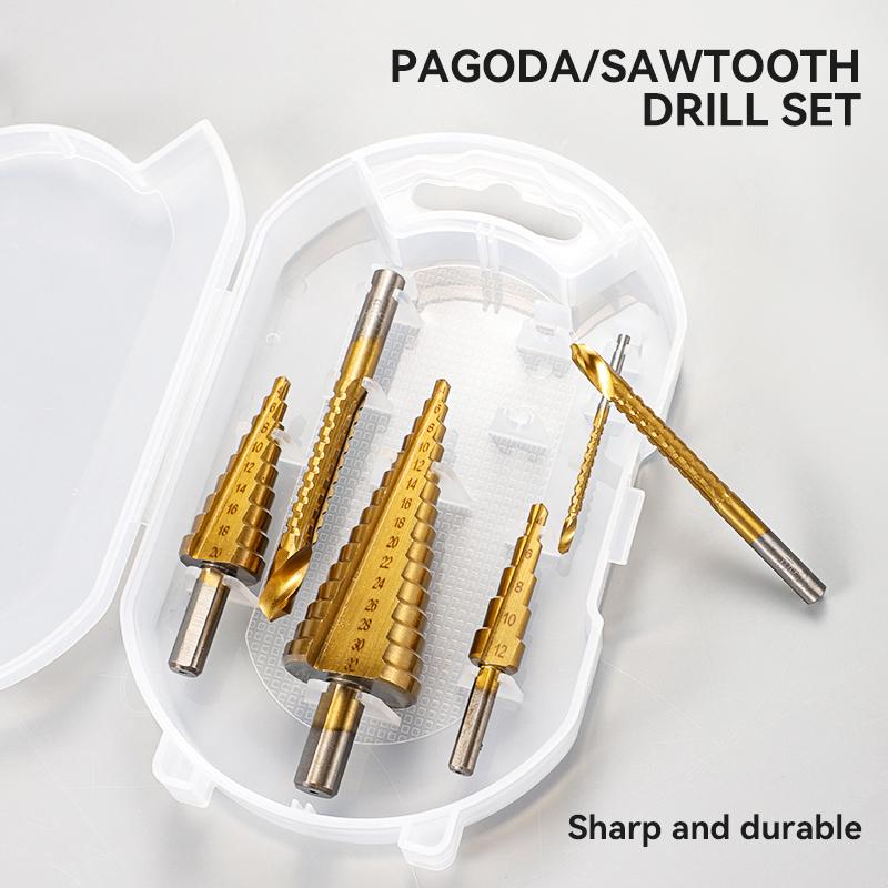 HSS Step Drill Bit Set 4-12/20/32mm Metal Twist Drilling