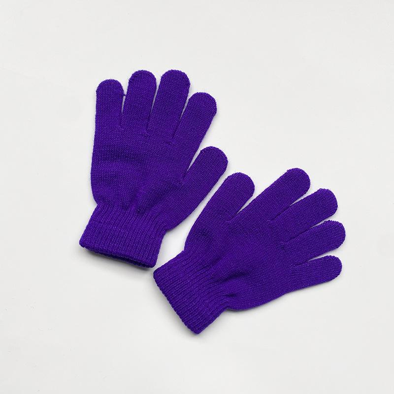 Kids Solid Color Knitted Gloves for 5-10years Students Winter Warmth Outdoor Cycling and Daily Cold Weather Wear Mittens