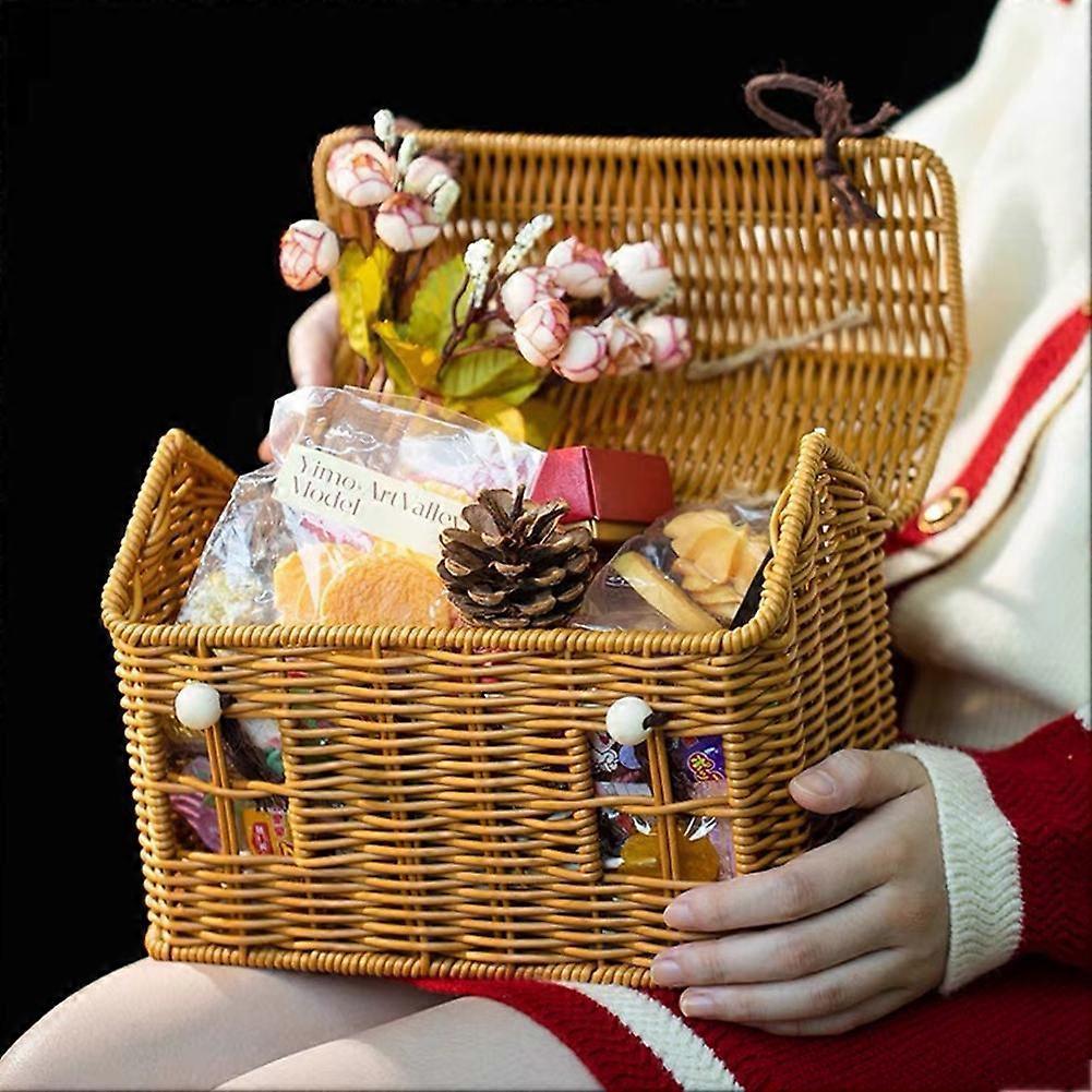 Handgeflochtenes Kreatives Kleines Haus Rattan Picknick Aufbewahrungskorb Hochzeit Brautjungfer Handgehaltene Geschenkbox