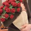 DIY Ručně pletená sada na deku s kyticí růží - Včetně příze a nástrojů pro deku s květinami jako dárek