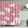 Pink White Flower Bath Shower Curtain Waterproof Bathroom Decor Home Decoration