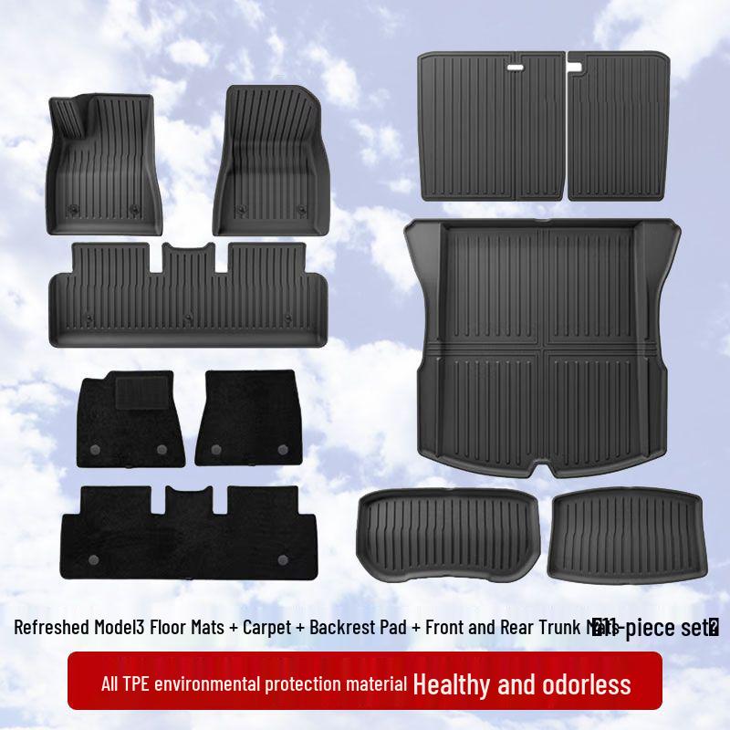 Tesla Model Y/3 Facelift Left-Hand Drive HK TPE Odorless Floor & Trunk Mats