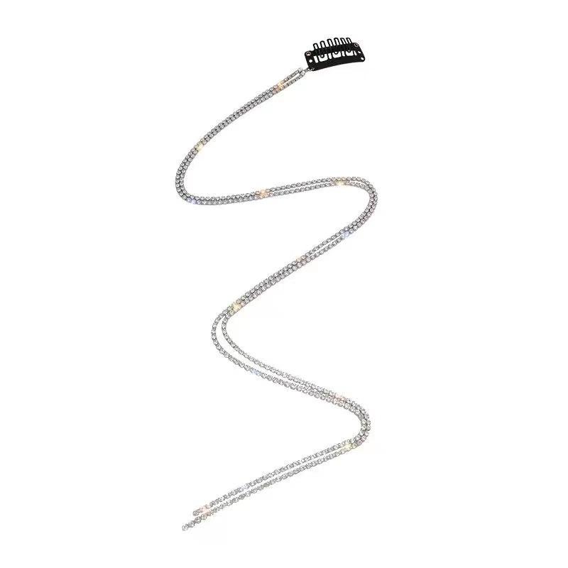 1Pc/2Pcs Shiny Rhinestones Chain Hairpin Braided Hair Headdress Party Tassel Hairpin Braided Hairband Hair Styling Tool